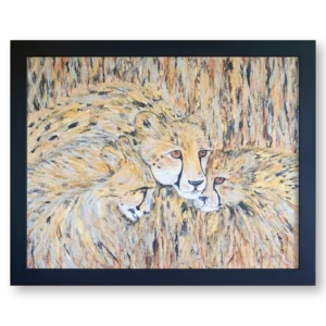 'Cheetah and Cubs', Karen Holt. Original Painting.