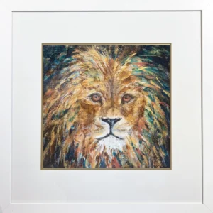 'Midnight Lion'. Hand Embellished Fine Art Print.