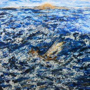 'Sometimes I Am An Island'. Hand Embellished Canvas Art.